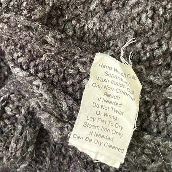 CAbi Cardigan Size S Gray Fringed Chunky Cable Knit Wool Lagenlook Boho Hippie - Picture 8 of 8